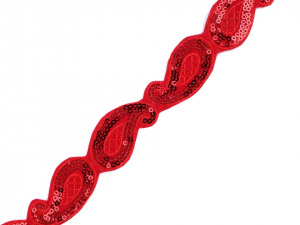 Flitrový prýmek šíře 30 mm nažehlovací, paisley