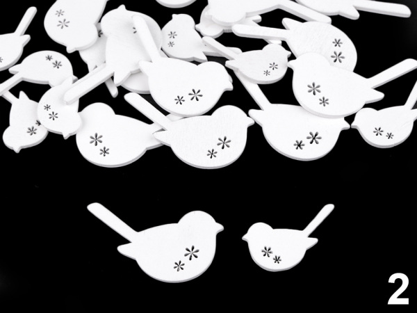 Dřevěné srdce, ptáček, motýl, květ k nalepení / k domalování