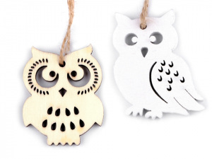 Dřevěná sova s provázkem