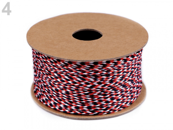 Splétaná plochá šňůra / provázek šíře 2,5 mm
