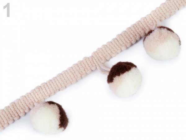 Prýmek šíře 25 mm s multicolor bambulkami Ø15 mm