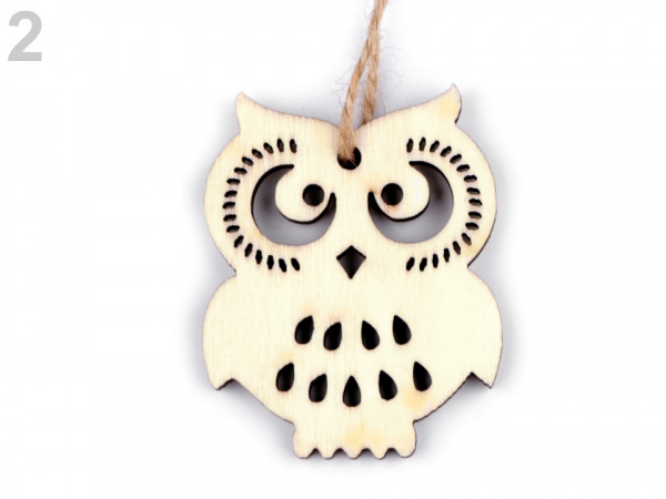 Dřevěná sova s provázkem