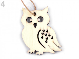 Dřevěná sova s provázkem