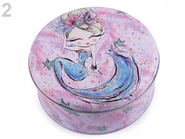 Plechová krabička střední - jednorožec, mořská panna