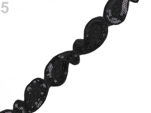 Flitrový prýmek šíře 30 mm nažehlovací, paisley