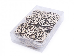 Dřevěné srdce s glitry