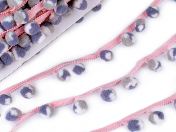 Prýmek šíře 25 mm s multicolor bambulkami Ø15 mm