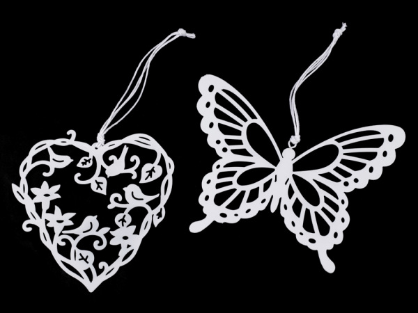 Kovové srdce, motýl k zavěšení