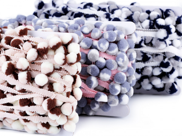 Prýmek šíře 25 mm s multicolor bambulkami Ø15 mm