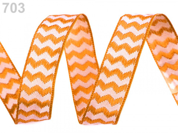 Stuha s drátem šíře 15 mm chevron
