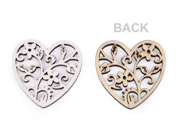 Dřevěné srdce s glitry