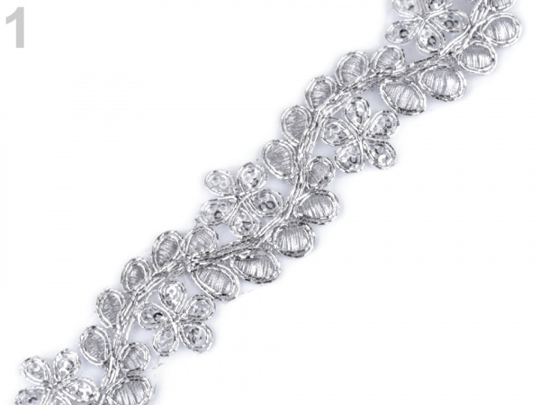 Prýmek na monofilu s flitry šíře 35 mm