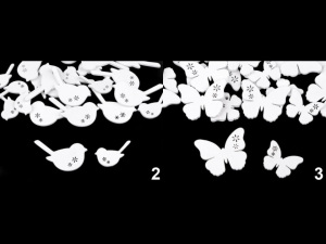 Dřevěné srdce, ptáček, motýl, květ k nalepení / k domalování