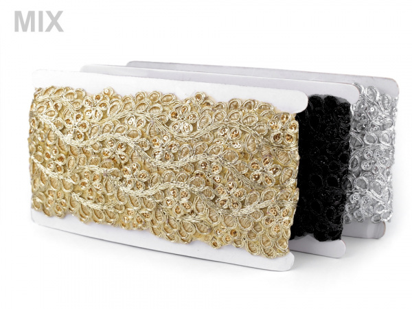 Prýmek na monofilu s flitry šíře 35 mm