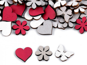 Dřevěné srdce, květ, motýl