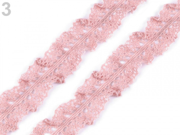 Bavlněná krajka / volánek šíře 23 mm paličkovaná oboustranná elastická