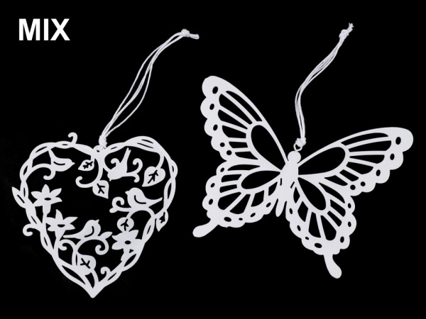 Kovové srdce, motýl k zavěšení