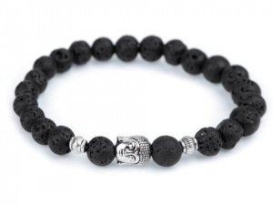 Buddha náramek černá láva, pánský