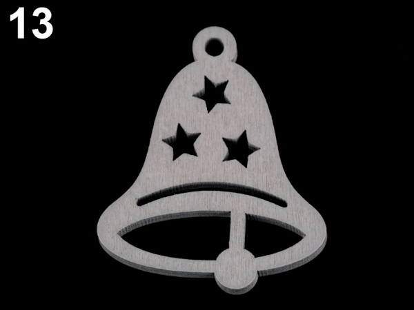 Dřevěné dekorace vánoční vločka, hvězda, stromeček, zvoneček, koník, sob k zavěšení / k nalepení