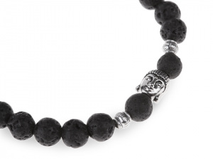 Buddha náramek černá láva, pánský