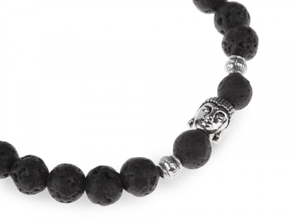 Buddha náramek černá láva, pánský