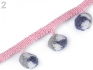 Prýmek šíře 25 mm s multicolor bambulkami Ø15 mm