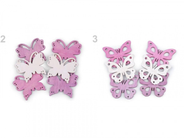 Dřevěný motýl, ptáček k zavěšení / k nalepení