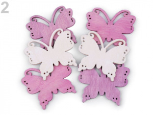 Dřevěný motýl, ptáček k zavěšení / k nalepení