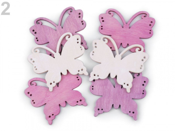 Dřevěný motýl, ptáček k zavěšení / k nalepení
