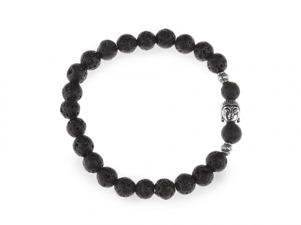 Buddha náramek černá láva, pánský