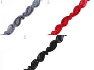 Flitrový prýmek šíře 30 mm nažehlovací, paisley