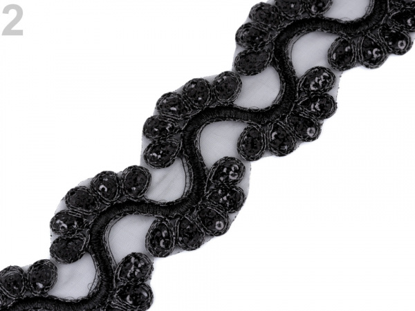 Prýmek na monofilu s flitry šíře 45 mm