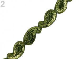 Flitrový prýmek šíře 30 mm nažehlovací, paisley