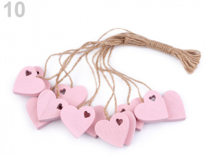 Dřevěné srdce, motýl, květ s provázkem