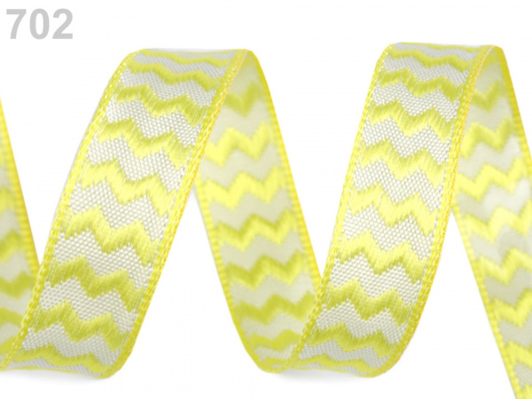 Stuha s drátem šíře 15 mm chevron
