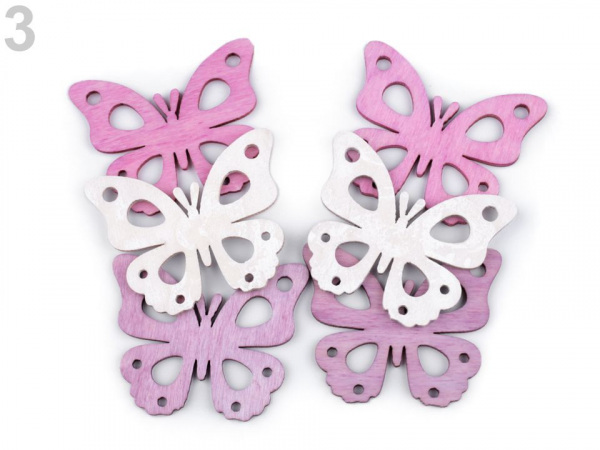 Dřevěný motýl, ptáček k zavěšení / k nalepení