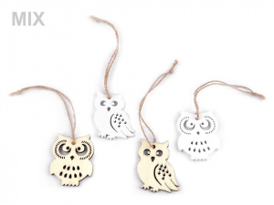 Dřevěná sova s provázkem