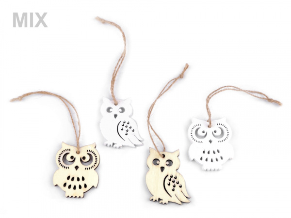 Dřevěná sova s provázkem
