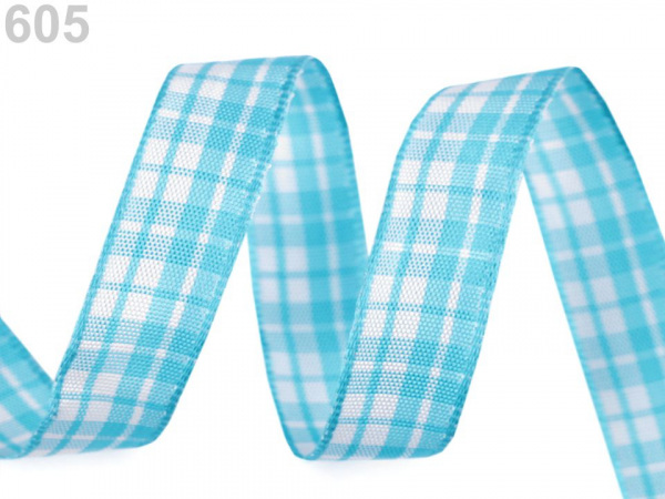 Károvaná stuha s drátem šíře 15 mm