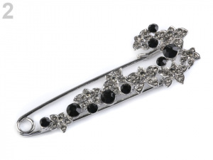 Brož květ s broušenými kamínky na spínacím špendlíku