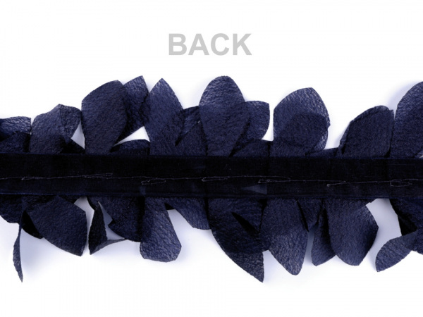 Prýmek lístky / květy na monofilu šíře 100 mm s perleťovým efektem