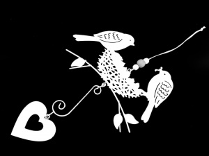 Kovová dekorace / girlanda ptáčci k zavěšení