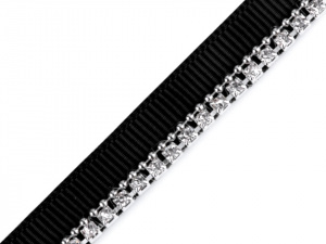 Prýmek / paspulka šíře 9 mm se štrasem a řetízkem