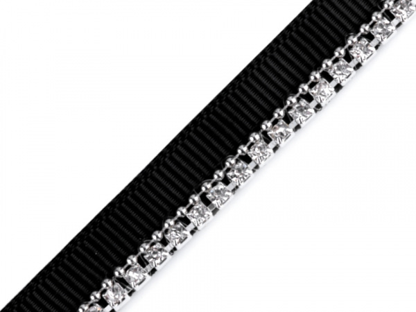 Prýmek / paspulka šíře 9 mm se štrasem a řetízkem