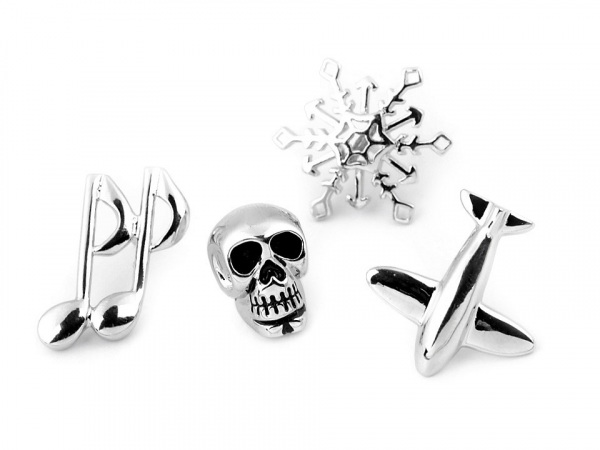 Brož / odznak do klopy lebka, noty, letadlo