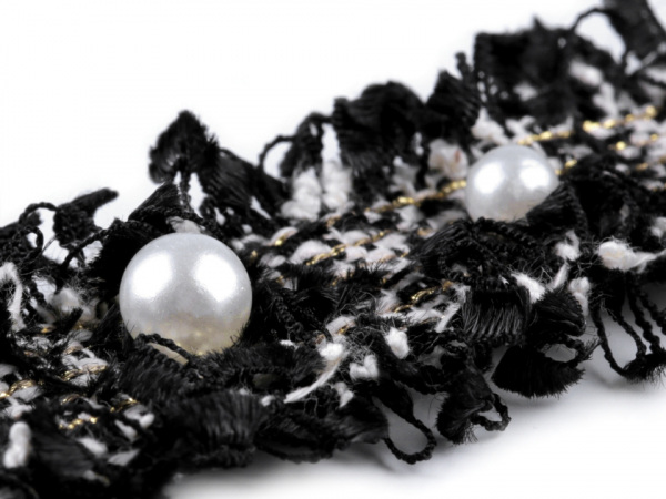 Prýmek s perlami a lurexem šíře 30 mm