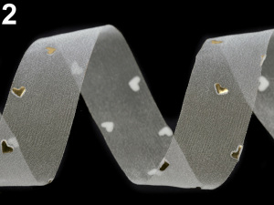 Svatební monofilová stuha 3D srdíčka šíře 25 mm