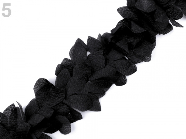 Prýmek lístky / květy na monofilu šíře 100 mm s perleťovým efektem