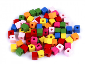 Dřevěné korálky kostka 6x6 mm