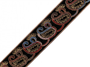 Vyšívaný prýmek s lurexem šíře 58 mm, imitace sametu